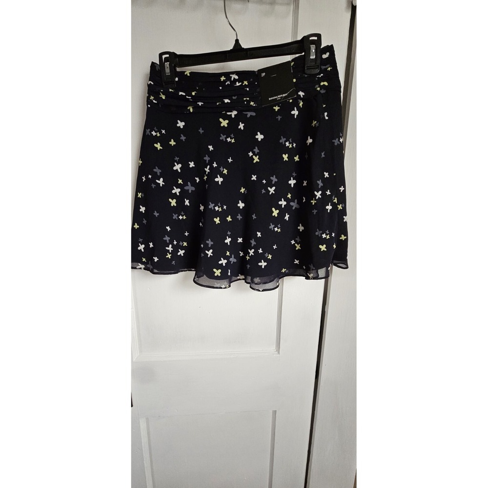 NWT BANANA REPUBLIC women 2P pleated waist Navy floral short skirt full lined